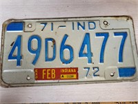 Indiana 1971 license plate