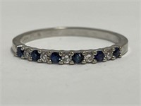 10kt White Gold Diamond and Blue Sapphire Ring