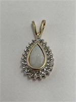 10kt Gold Opal and Diamond Pendant