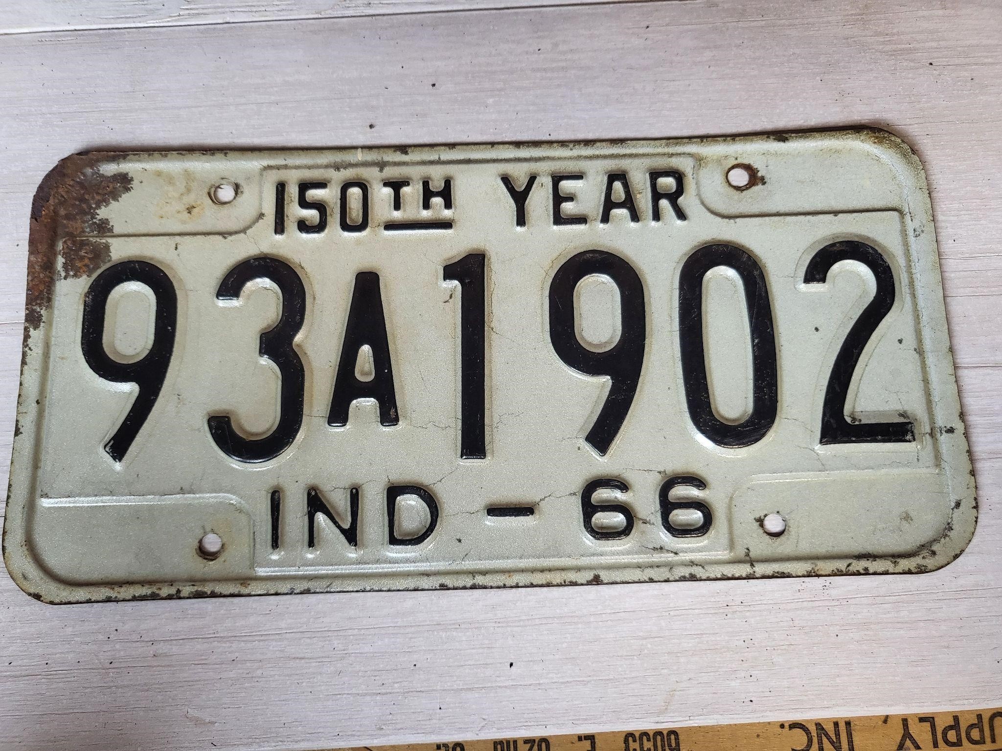 Indiana 1966 150th year license plate