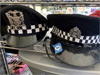 PAIR OF UNIFORM POLICE FIREMAN HATS