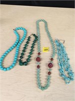 Green Bead Necklace Lot