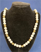 VINTAGE NAPIER WHITE and Gold Beaded Necklace,