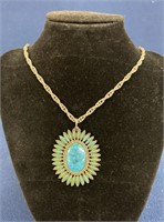 Silvertone and turquoise necklace