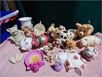 Box of Various Pig Collectibles