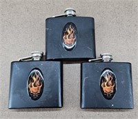 3pc Flame Metal Flask