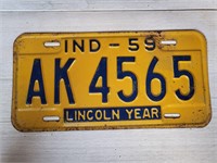 Indiana 1959 lincoln year license plate