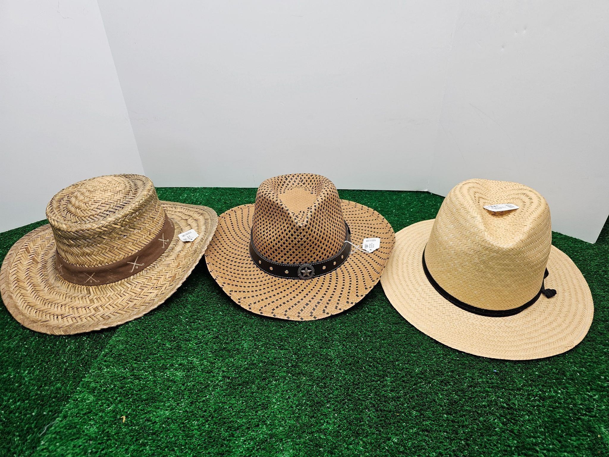 Men's Straw Hats Assorted 3 ea Resale $75