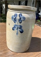 Blue Salt Glazed Pottery Crock