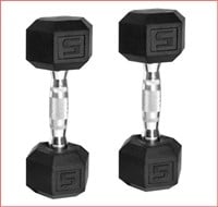 CAP Barbell, 5lb Coated Rubber Hex Dumbbell, Pair