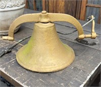 Cast iron gold bell and post with bracket