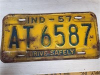 Indiana 1957 drive safely license plate