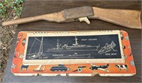 Wooden Rubberband Gun & Vintage Activity Book