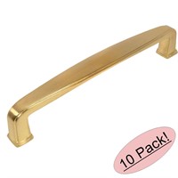 10pk Cabinet  Pull, 5" Brushed Brass