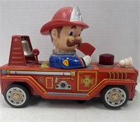 1960’s Tin Flag Fire Engine Battery Operated