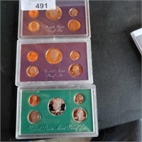 3 U.S. Coin Proof Sets - 1986, 1987 & 1997