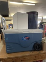 Colman cooler with wheels, jars and more