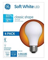 GE 4 Pk 60 Watt Soft White LED A19 NEW