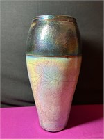 Multi Colored Pottery Vase, Signed