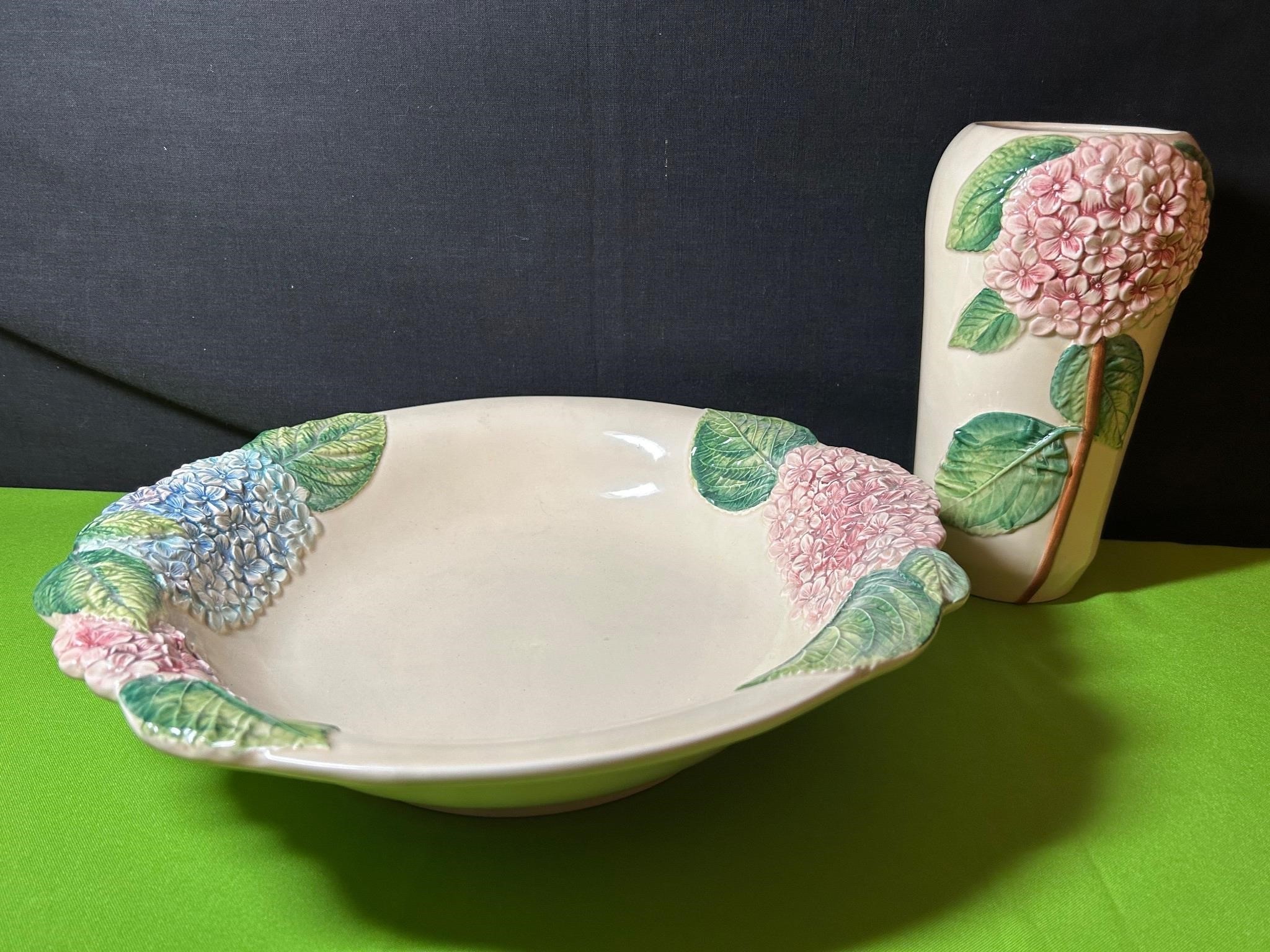 Lord & Taylor Large Floral  Bowl & Vase From Italy