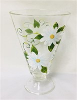 Vintage Teleflora Glass Flower Vase hand painted