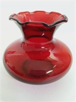 Vintage Ruby Red Glass Candle Holder/Vase Ruffle