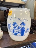 VTG GLASS DUTCH BOY GIRL UTENSIL HOLDER