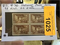 #743 STAMP BLOCK NATIONAL PARKS ISSUE OG NH