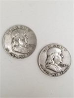 Two Franklin Liberty Half Dollars, 1960 and 1957