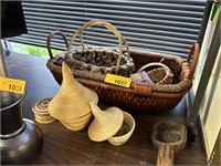 LARGE LOT OF MISC BASKETS / AFRICAN MORE