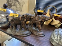 2PC IRON ELEPHANT TRUNK UP BOOKENDS