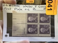 CM472 WALTER F GEORGE STAMP BLOCK OG