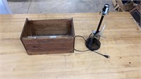 Lot of Antler Lamp, and Wooden Box