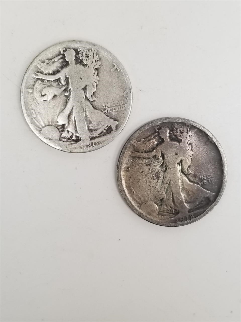 Two Liberty Half Dollars, 1918 and 1920