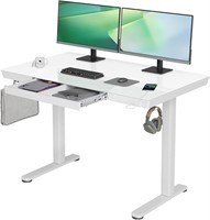 Glass Standing Desk with Drawers