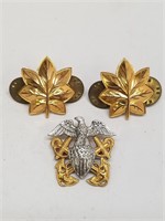 Three Gold Filled Military Pins
