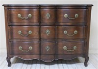 Louis XV Style Serpentine Front Walnut Commode.