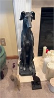 Three dog statues, 32 inch large metal dog