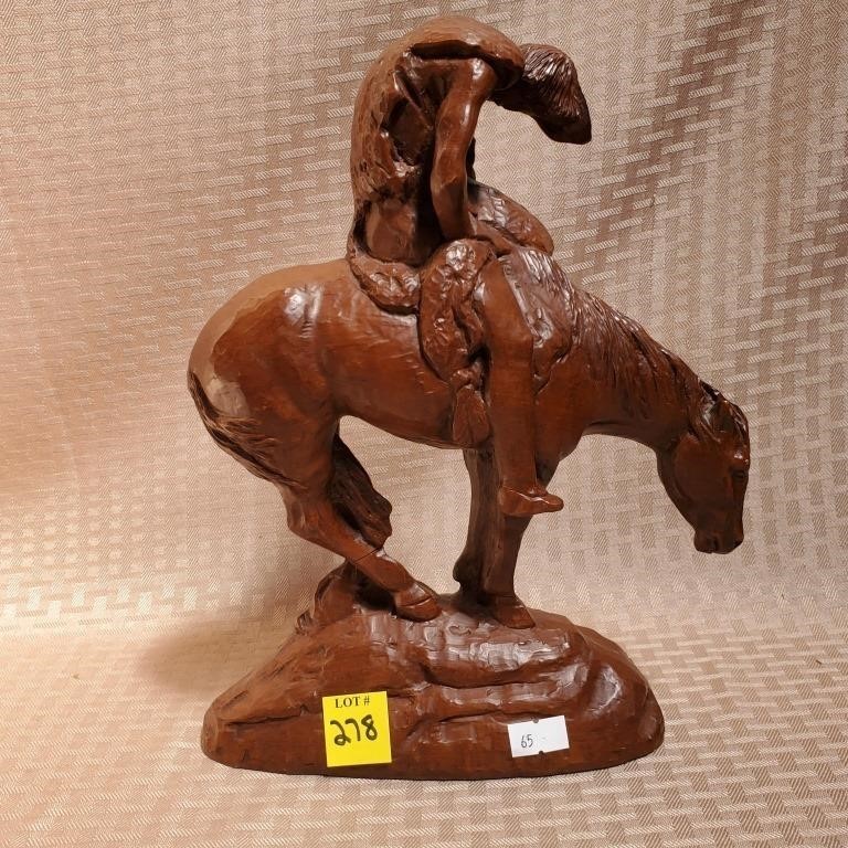 Red Mill Indian on Horseback Handcrafted Statue