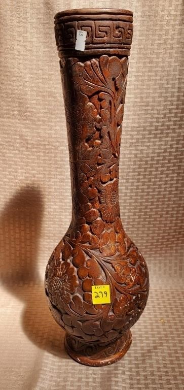 Mexican Brown Glazed Ceramic Flower Vase