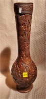 Mexican Brown Glazed Ceramic Flower Vase