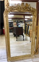 Rococo Gilt Framed Beveled Mirror.