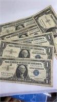 (6) 1957 $1 Blue Seal Silver Certificates