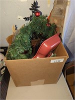 Box of Christmas decor