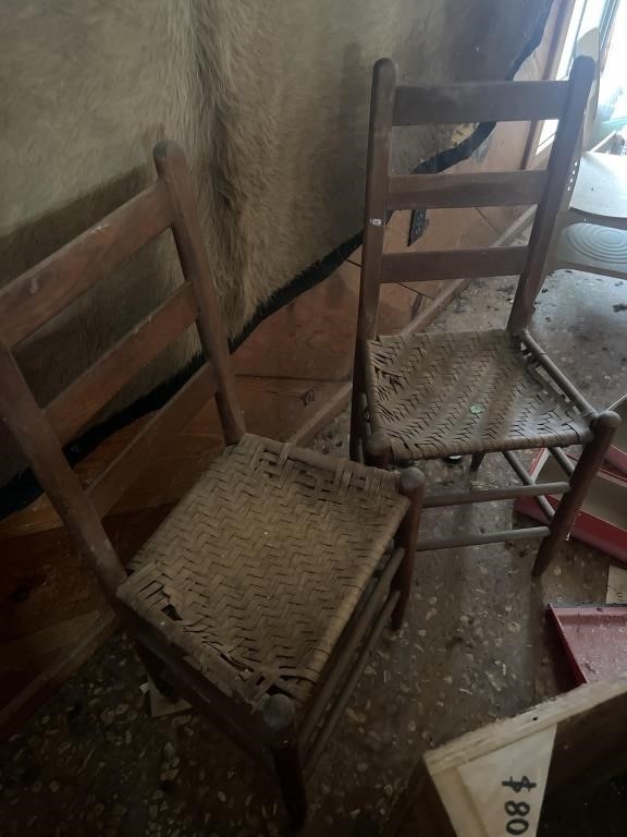 (2) antique ladderback chairs
