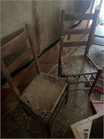 (2) antique ladderback chairs