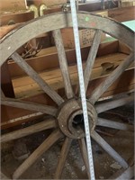Antique wood, and metal wagon wheel