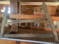 Primitive wood, and metal bow saw