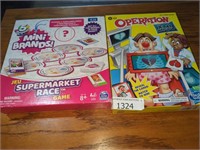 2 childs board games/operation & mini brands