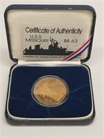 U.S.S. Missouri BB-63 Medallion